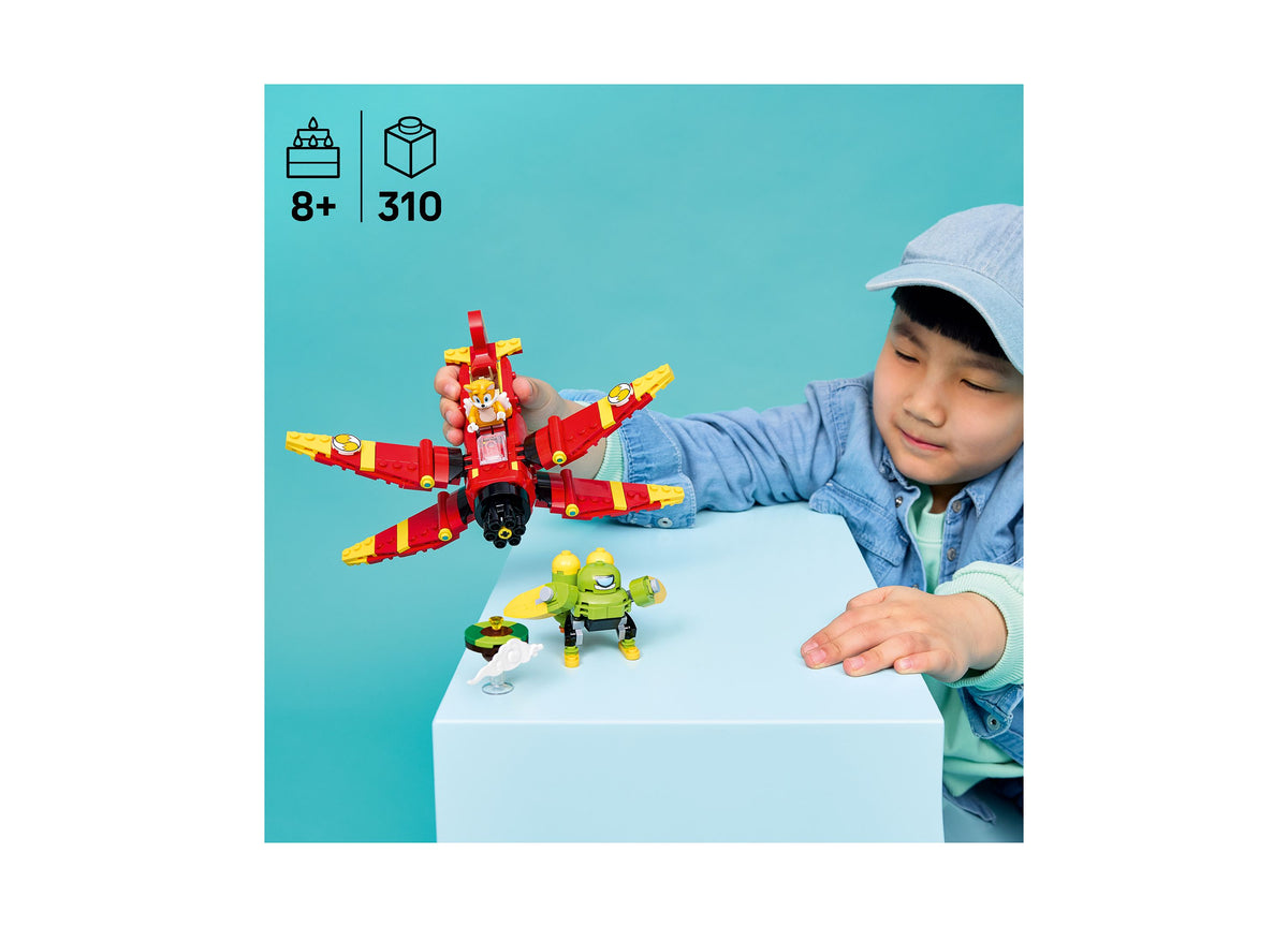 LEGO Sonic the Hedgehog Tails' Tornado-1 310-piece building set with red and yellow biplane, Tails minifigure, and gr...