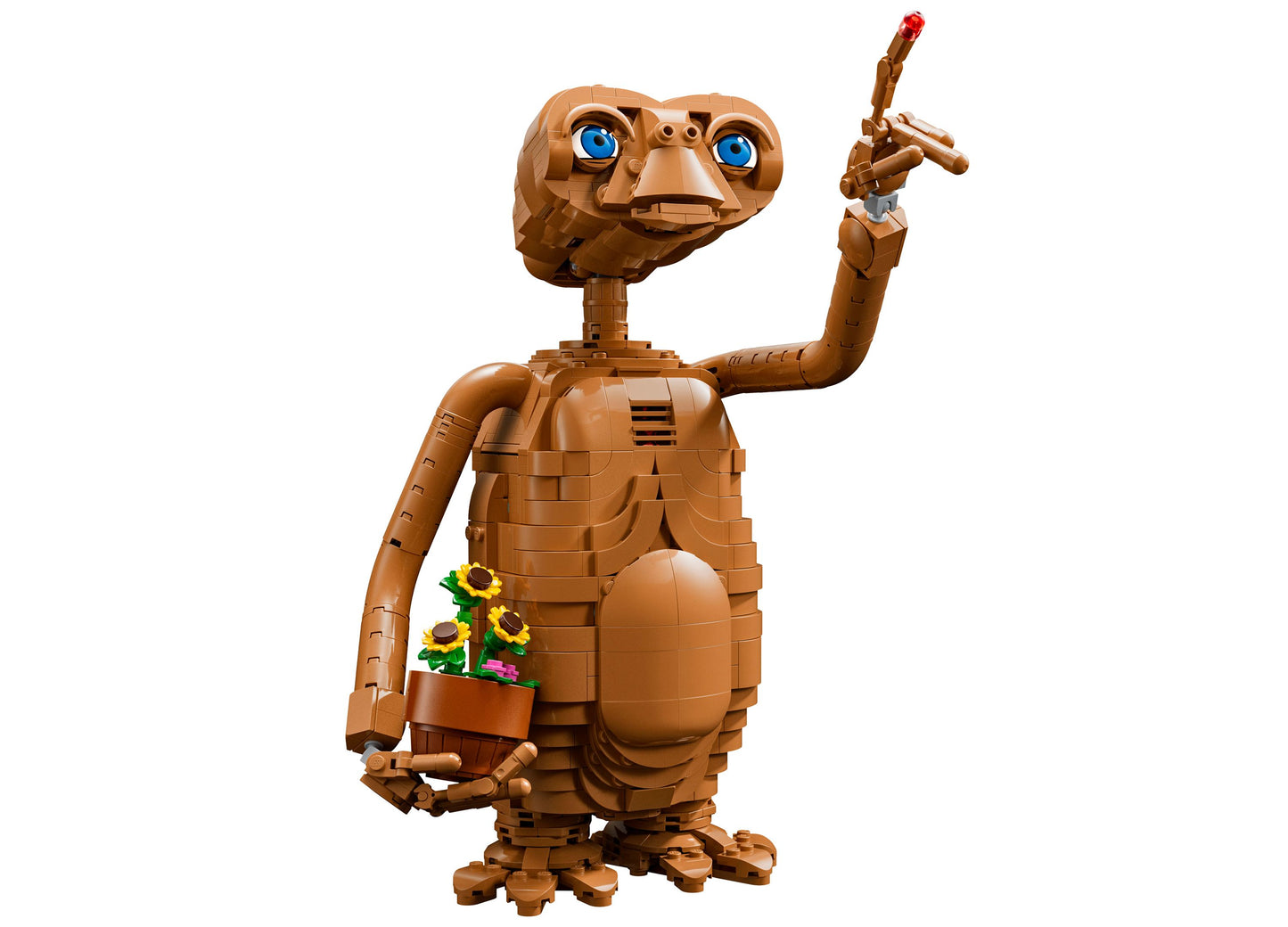 LEGO E.T. the Extra-Terrestrial 21370 brown brick figure holding potted flowers with blue eyes
