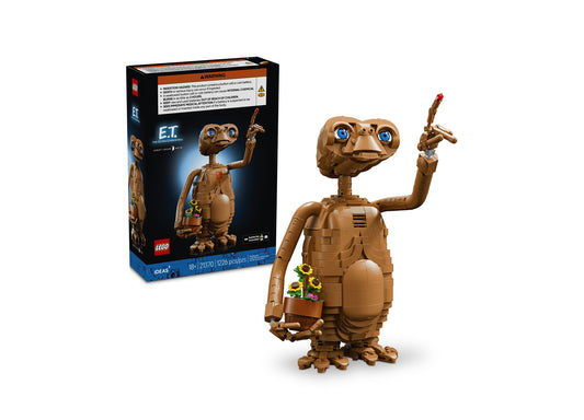 LEGO E.T. the Extra-Terrestrial 21370 building set with brown brick figure holding potted plant