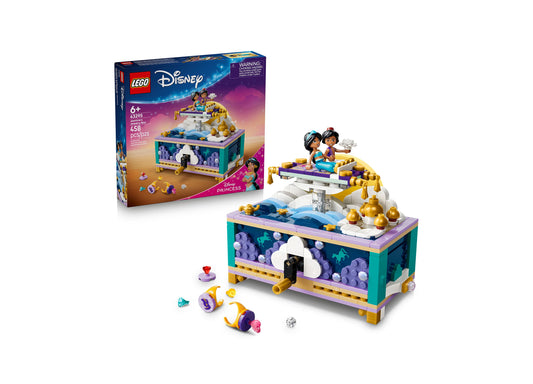 LEGO Disney Princess Jasmine's Jewelry Box 458-piece set with turquoise, purple, and gold box, Jasmine and Aladdin mi...