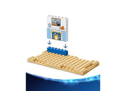 LEGO Disney Princess Cinderella Castle 43283 building set with tan baseplate and blue brick pieces
