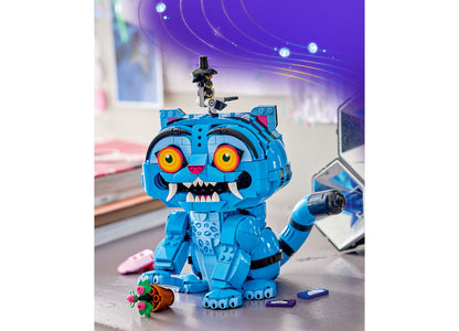 LEGO KPop Demon Hunters Derpy Tiger blue buildable figure with yellow eyes and top hat