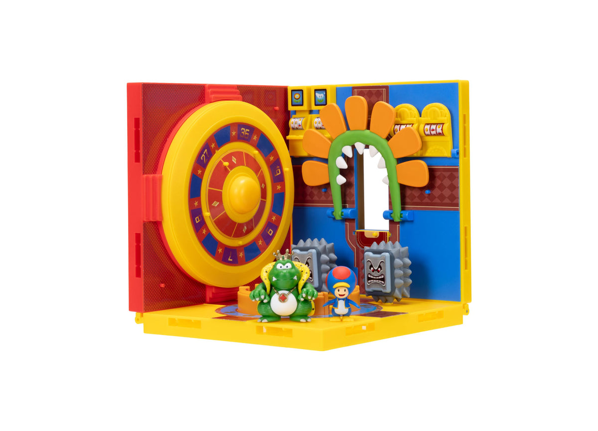 Super Mario Gateway Galaxy Interactive 2-Piece Diorama Set with spinning roulette wheel, archway, and character figures