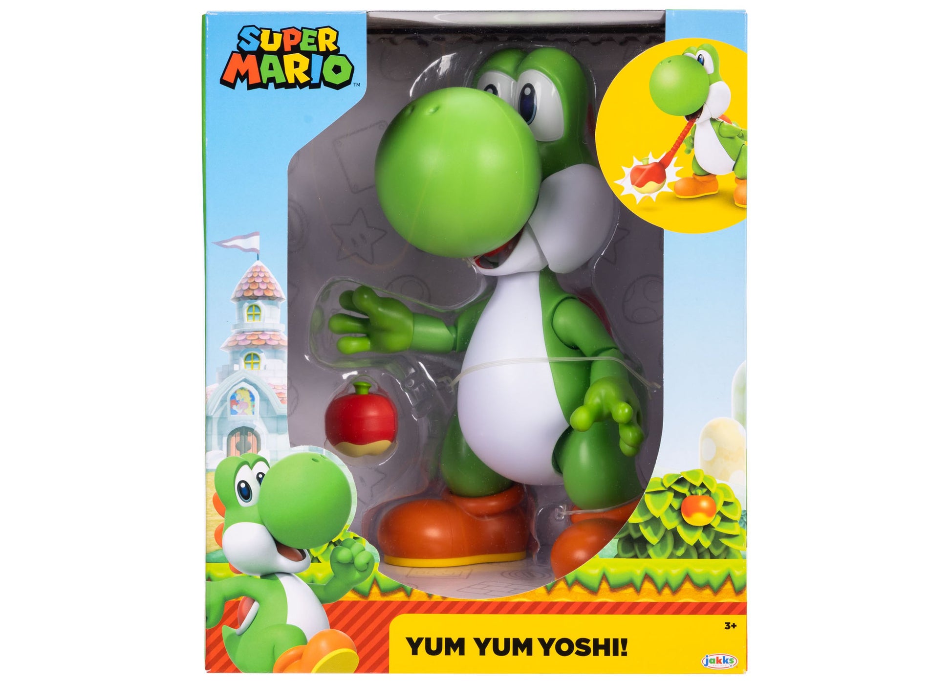 Super Mario Yoshi 9.5 inch green action figure with red apple accessory