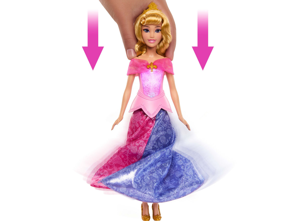 Disney Princess Aurora 13-inch doll with transforming pink and blue dress and light-up bodice