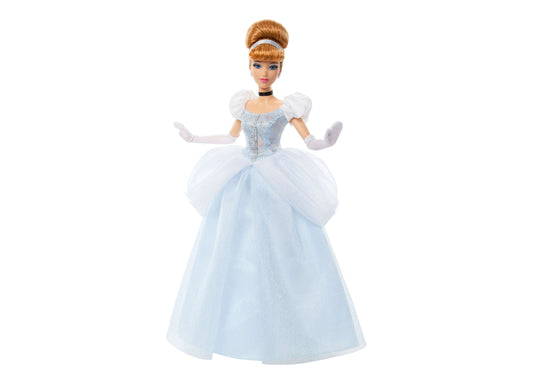 Disney Princess Cinderella Fashion Doll in light blue ball gown with puff sleeves, white gloves, and tiara