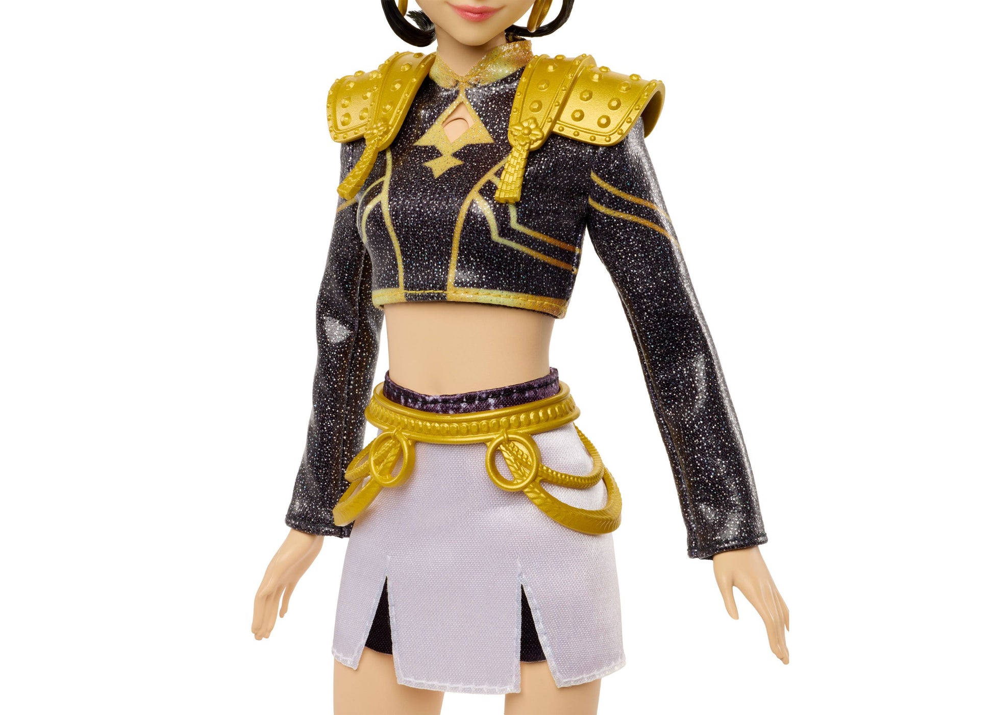 Kpop Demon Hunters Zoey Golden 12.75" Singing Doll with black and gold outfit