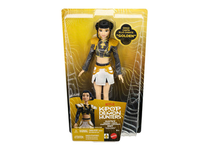 Kpop Demon Hunters Zoey Golden singing doll in black and gold outfit