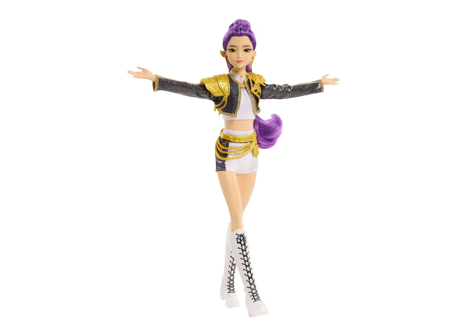 Kpop Demon Hunters Rumi Golden 12.75" singing doll with purple hair and gold jacket