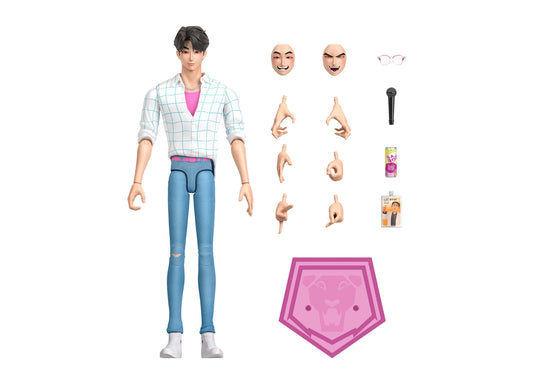 Kpop Demon Hunters Jinu action figure with interchangeable heads, hands, and accessories