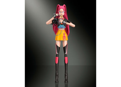 Kpop Demon Hunters Huntrx Mira 6-inch action figure with pink hair, black and yellow outfit