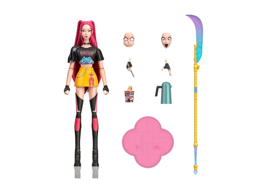 Kpop Demon Hunters Huntrx Mira 6-inch action figure with pink hair, accessories and interchangeable heads