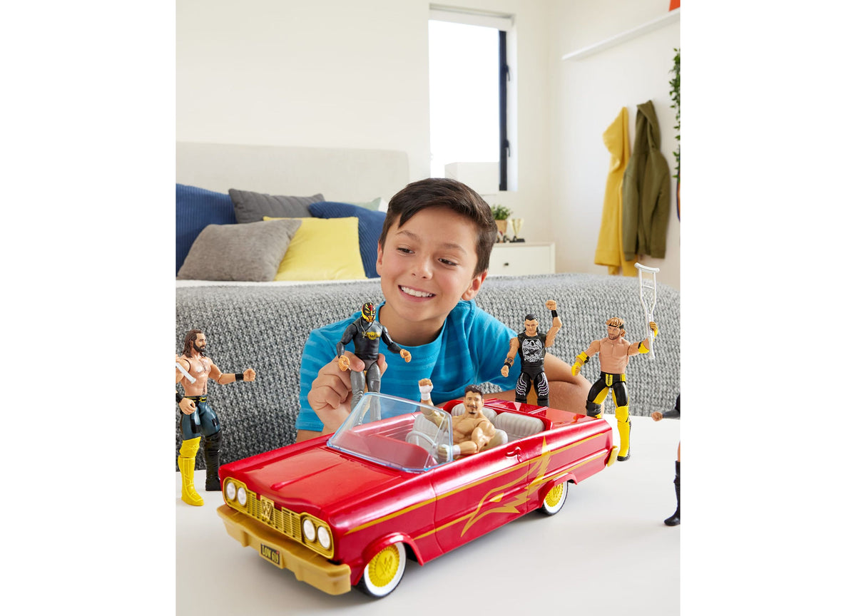 WWE Rey Mysterio Lucha Low Rider red and gold hydraulic vehicle set with action figures