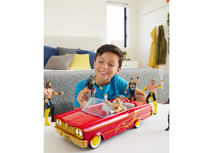 WWE Rey Mysterio Lucha Low Rider red and gold hydraulic vehicle set with action figures