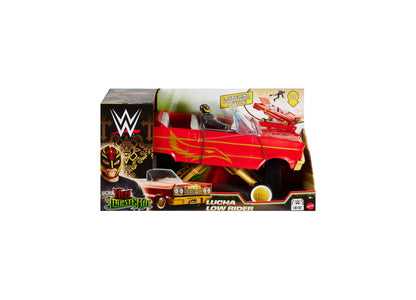 WWE Rey Mysterio Lucha Low Rider red hydraulic toy vehicle with launching action feature