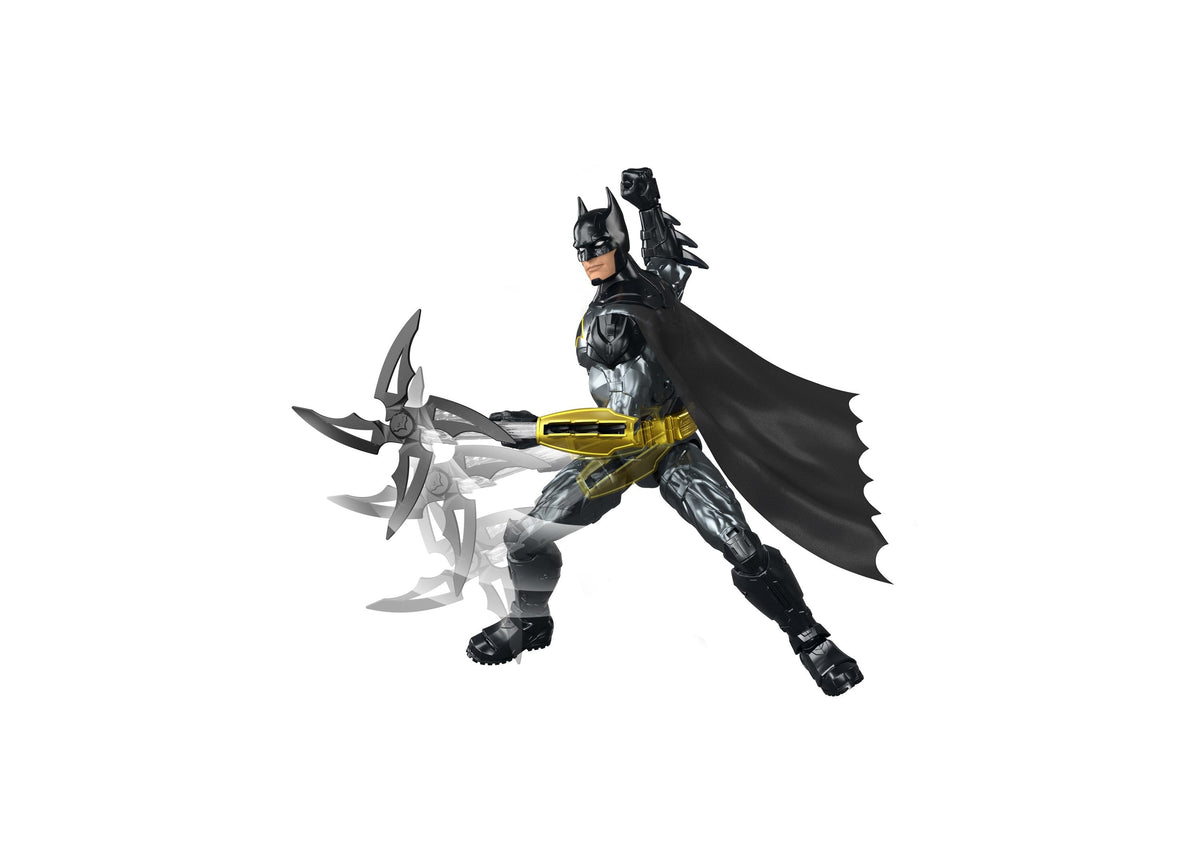 DC Comics Batman 12" Action Figure with black cape, yellow belt, and spiked weapon accessory