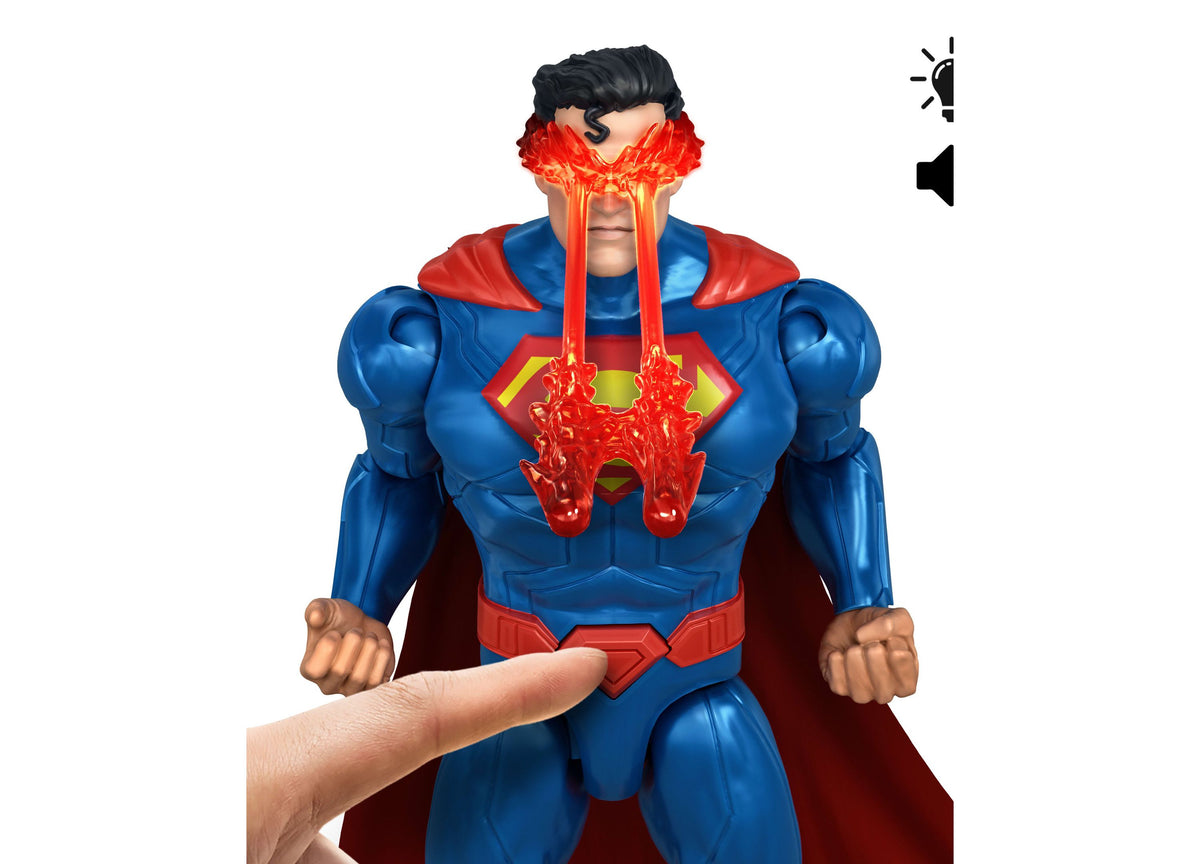 DC Comics Heat Vision Superman 6.5" Action Figure with light-up red heat vision effects, blue suit, and red cape