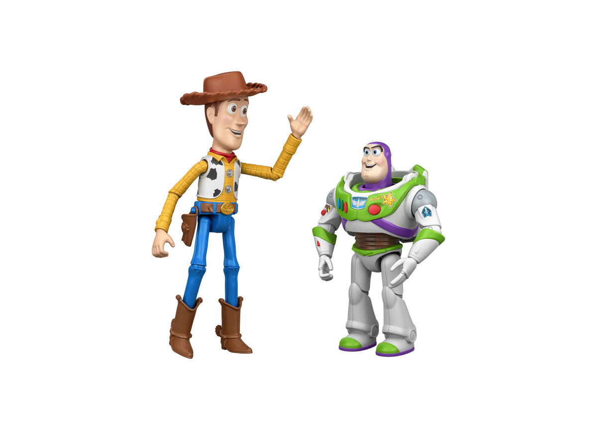 Toy Story Woody & Buzz Lightyear 12 Inch 2-Piece Figures with cowboy and space ranger characters in brown, yellow, bl...