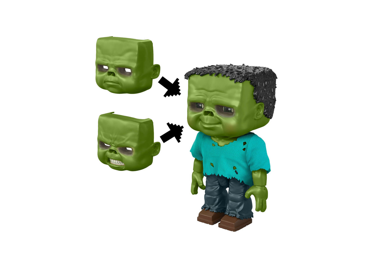 Minecraft Chicken Jockey Action Figure set showing baby zombie with swappable faces and removable saddle