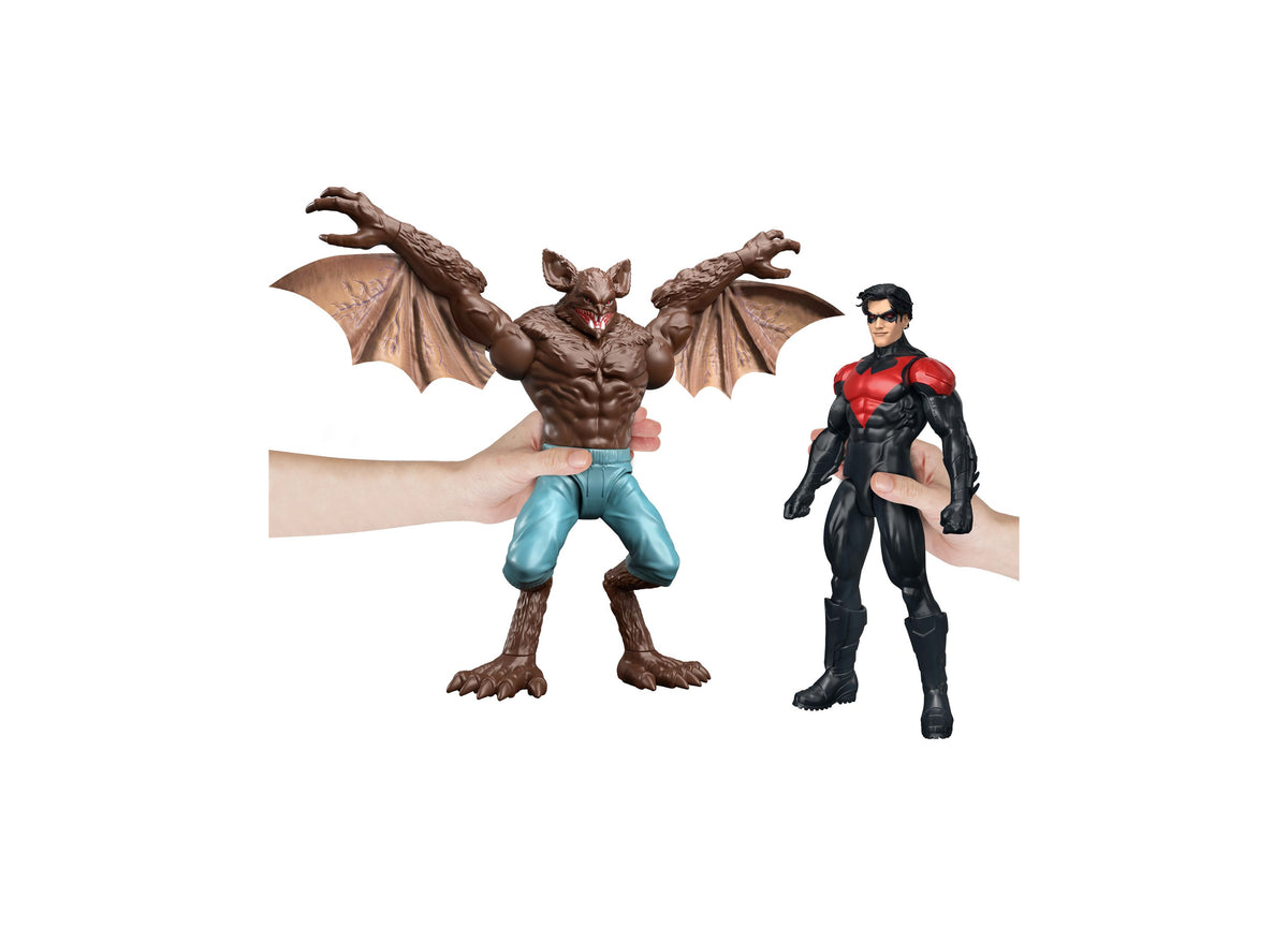 DC Comics Batman & Nightwing Versus Man-Bat 3-pack with three 12-inch action figures: brown winged Man-Bat, red and b...