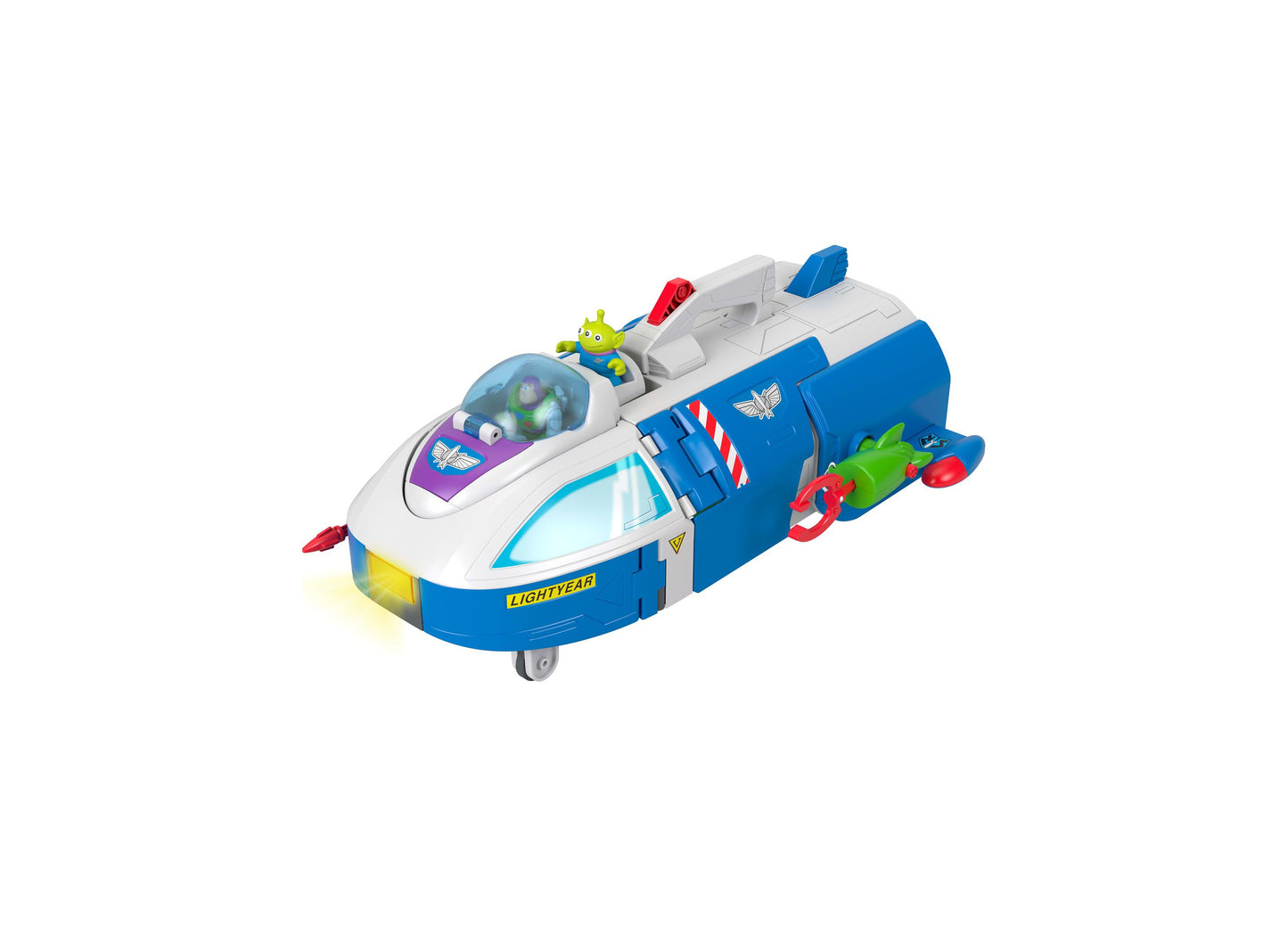 Imaginext Toy Story 3-in-1 Transforming Spaceship Vehicle Playset in blue and white