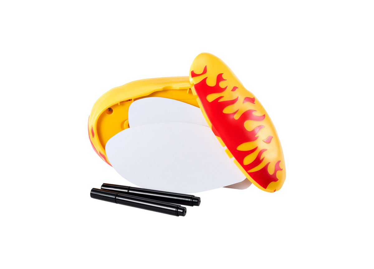 Mattel Pictionary Pic-Tato Hot Potato Drawing Game in yellow and red with erasable boards and black markers
