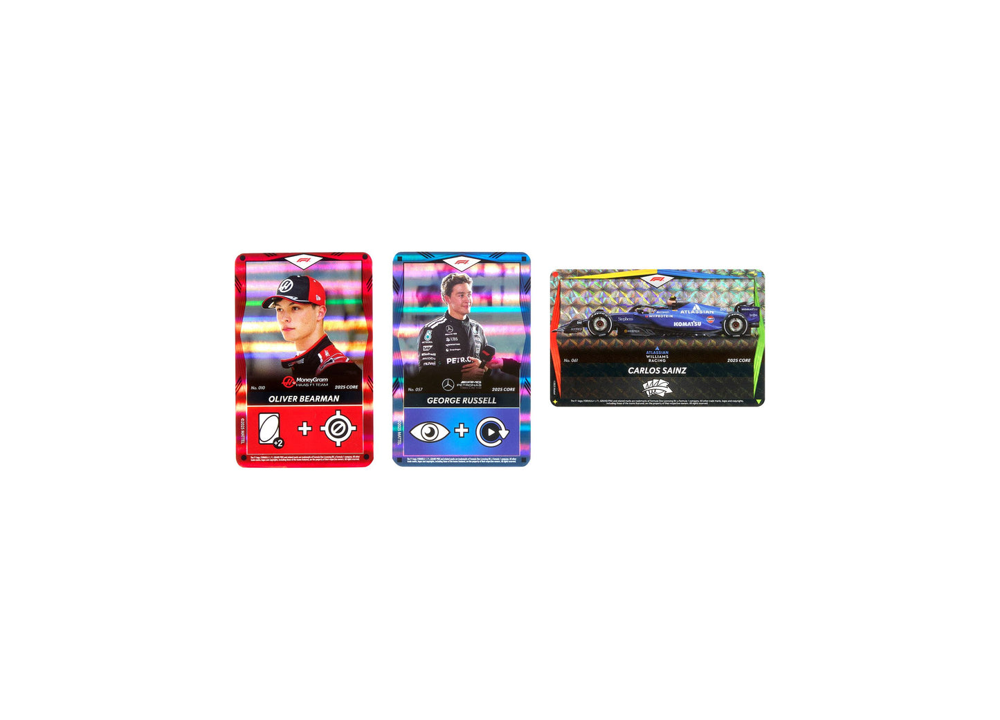 Mattel UNO Elite Formula 1 2025 Core Edition Card Game featuring Oliver Bearman, George Russell, and Carlos Sainz dri...