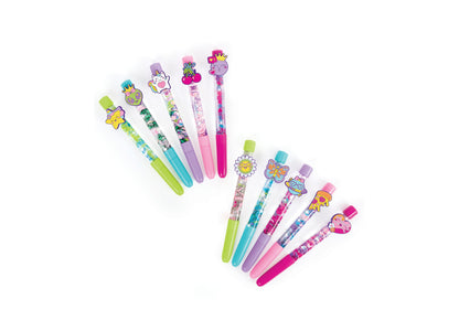 Make It Real Write in Style Pen Creation Station with 10 colorful floaty pens featuring charms in green, bl...