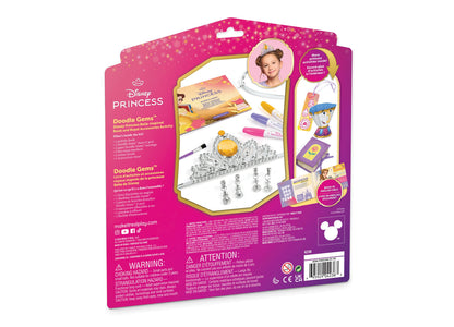 Disney Princess Belle-Inspired Doodle Gems activity set with tiara, earrings, dry-erase markers, and activity book on...
