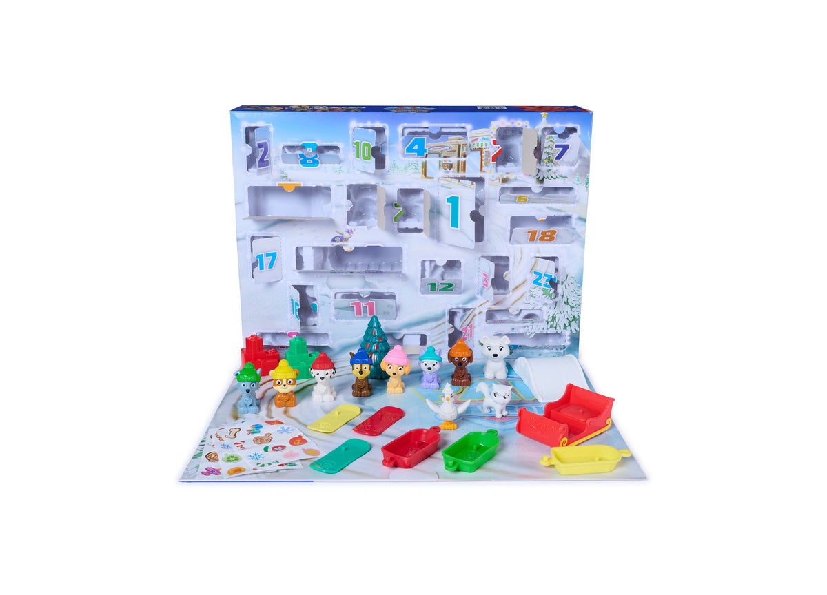 Paw Patrol 24-Day Holiday Advent Calendar Playset with 10 Figures, 7 Vehicles & Accessories, Ages 3+