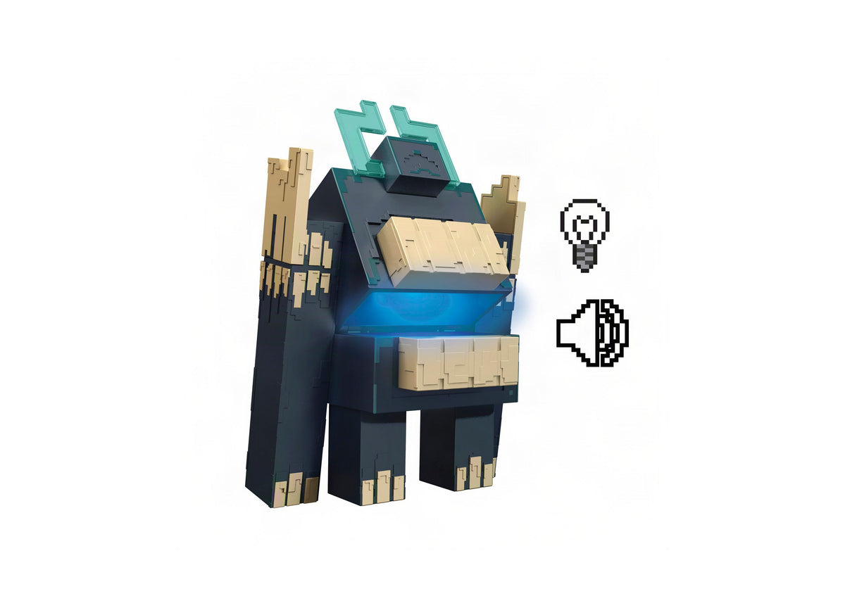 Minecraft Twisted Warden & Soul Corrupted Creeper Lights & Sounds Slam Attack Figures 2-Piece set with dark and teal ...