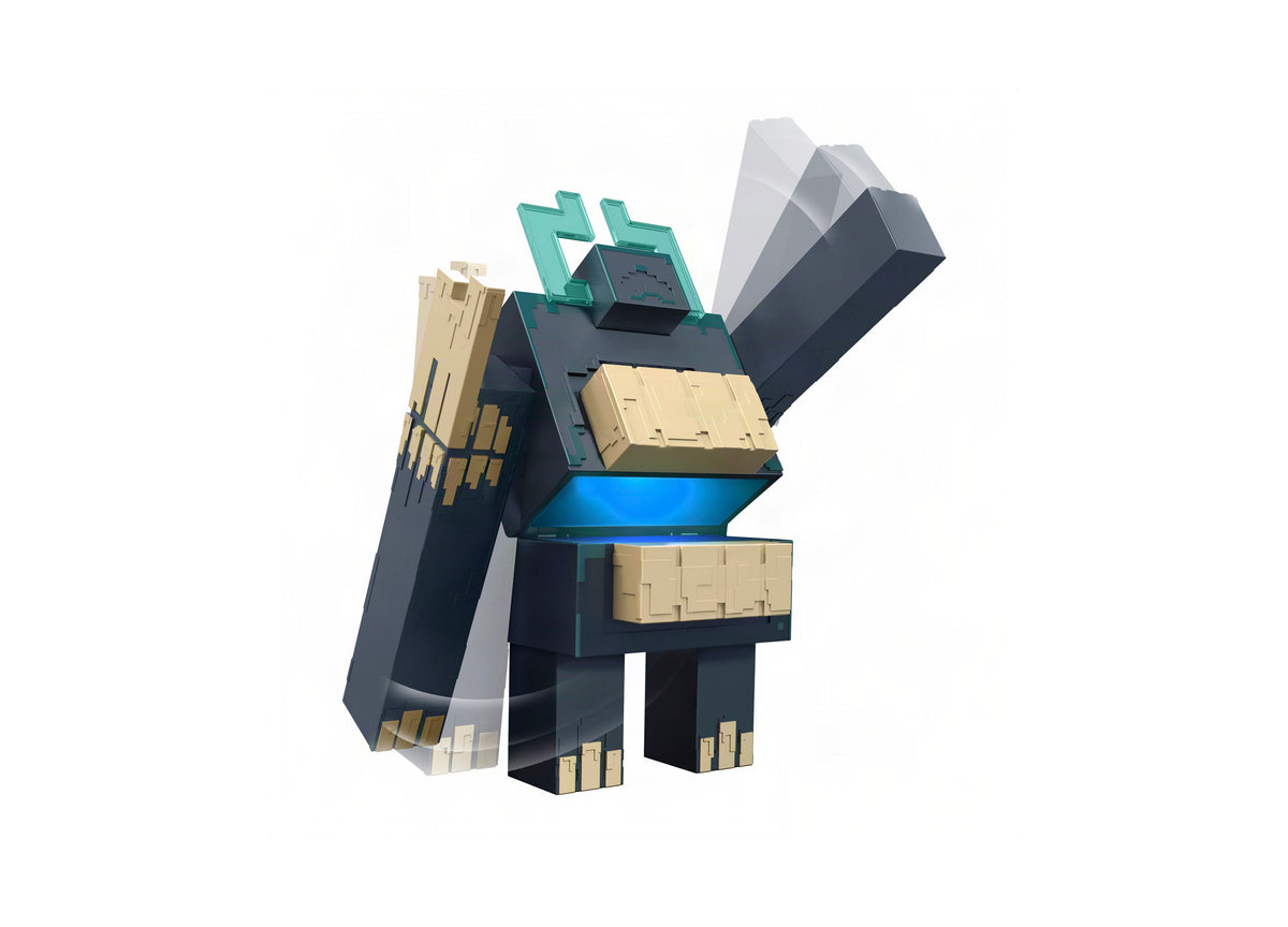 Minecraft Twisted Warden & Soul Corrupted Creeper Lights & Sounds Slam Attack Figures 2-piece set with pixelated dark...