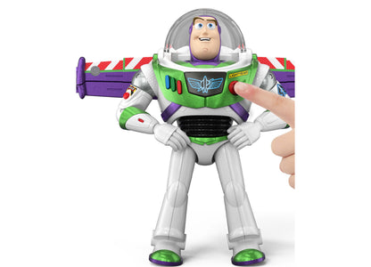 Buzz Lightyear 12-inch action figure in green, white, and purple space ranger suit with pop-out wings