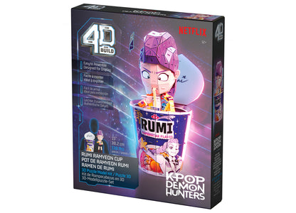 Spin Master Rumi KPop Demon Hunters Ramen Cup 3D Puzzle with pink character figure and purple cup design