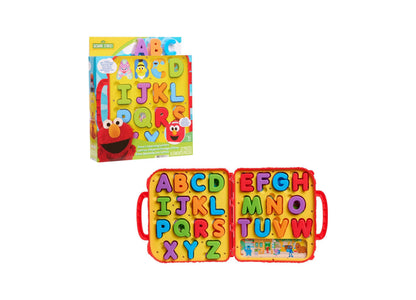 Sesame Street On the Go Letters activity set with 26 colorful letter pieces in red carrying case