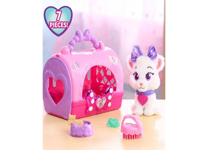 Minnie Mouse Pampered Paws 7-Piece Pet Carrier Playset with pink carrier, white kitten character, and accessories in ...