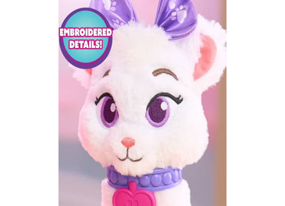 Minnie Mouse Pampered Paws Pet Carrier Playset featuring white kitten with purple eyes, pink ears, purple bow collar,...