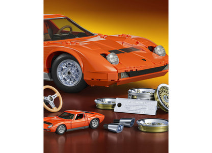 Mattel Brick Shop Hot Wheels Lamborghini Miura P400 SV 1523-Piece Building Set in orange with accessories