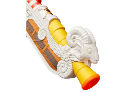 Nerf One Piece Going Merry Blaster with white ram head, yellow barrel, and orange accents