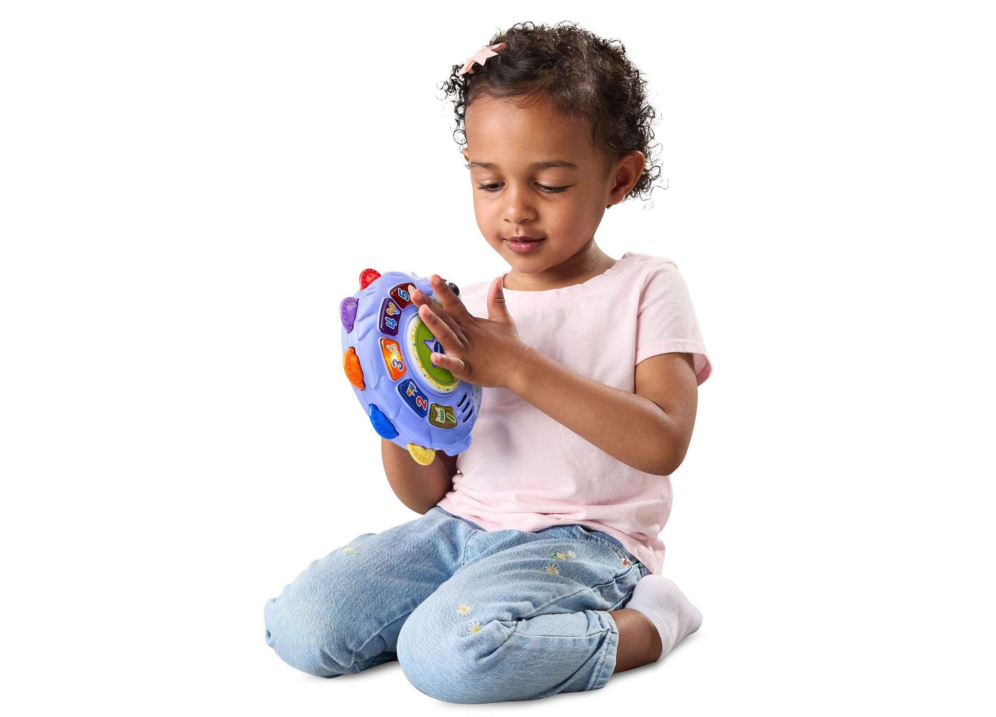 VTech Musical Learning 3-Piece Set with blue flashlight, tambourine, and camera toy for infants