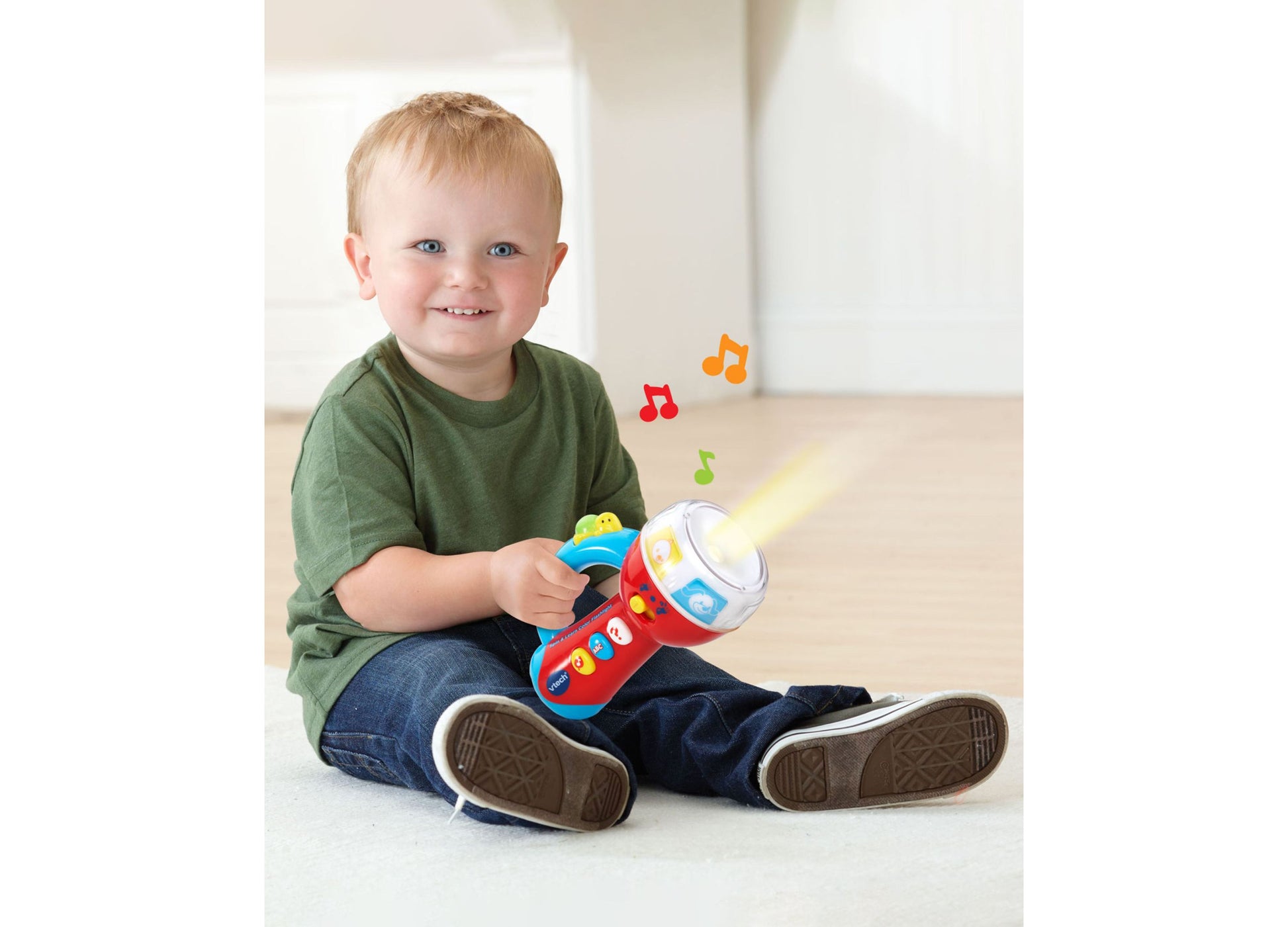 VTech Infant Bundle Musical Learning 3-Piece Set with red flashlight, tambourine, and camera toy for babies