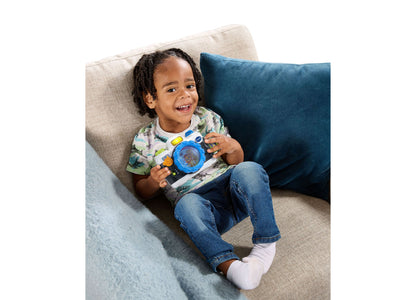 VTech Infant Bundle Musical Learning 3-Piece Set with blue flashlight, tambourine, and camera toy