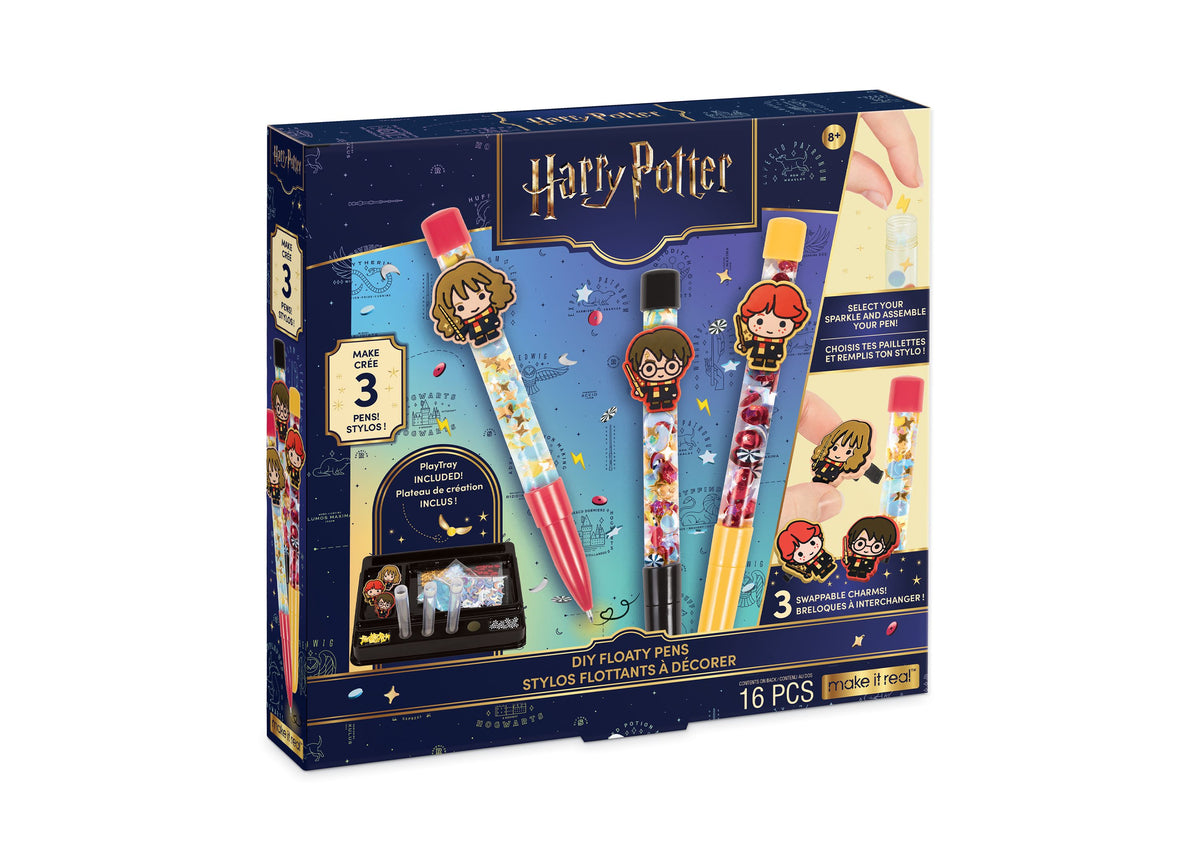 Make It Real Harry Potter Customizable Floaty Pens set with three pens featuring Harry, Hermione, and Ron characters ...
