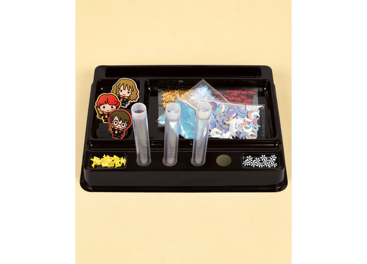 Make It Real Harry Potter Customizable Floaty Pens 3-Piece Set with character charms, sequins, and clay shapes in bla...