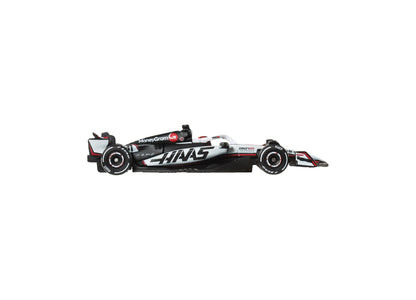 Hot Wheels 1:64 Scale MoneyGram Haas F1 Team die-cast race car in white, black and red