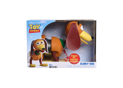 Toy Story Slinky Dog Pull Toy with orange and yellow body, coiled spring midsection, floppy ears, and green collar, s...