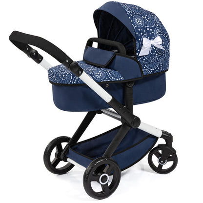 Bayer Design Dolls: Xeo Pram - Blue, White, Circles - Dolls Up To 18"