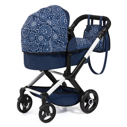 Bayer Design Dolls: Xeo Pram - Blue, White, Circles - Dolls Up To 18"