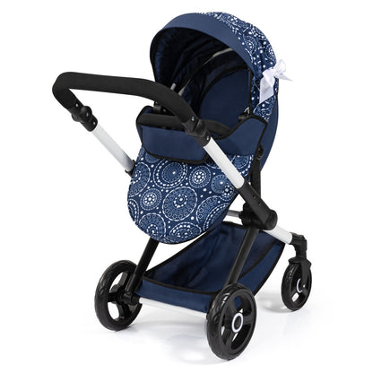 Bayer Design Dolls: Xeo Pram - Blue, White, Circles - Dolls Up To 18"