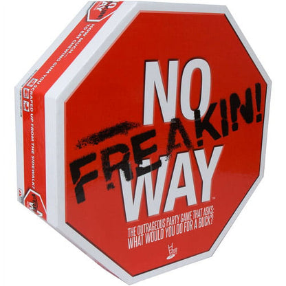 No Freakin Way party board game box with red octagonal packaging and white text